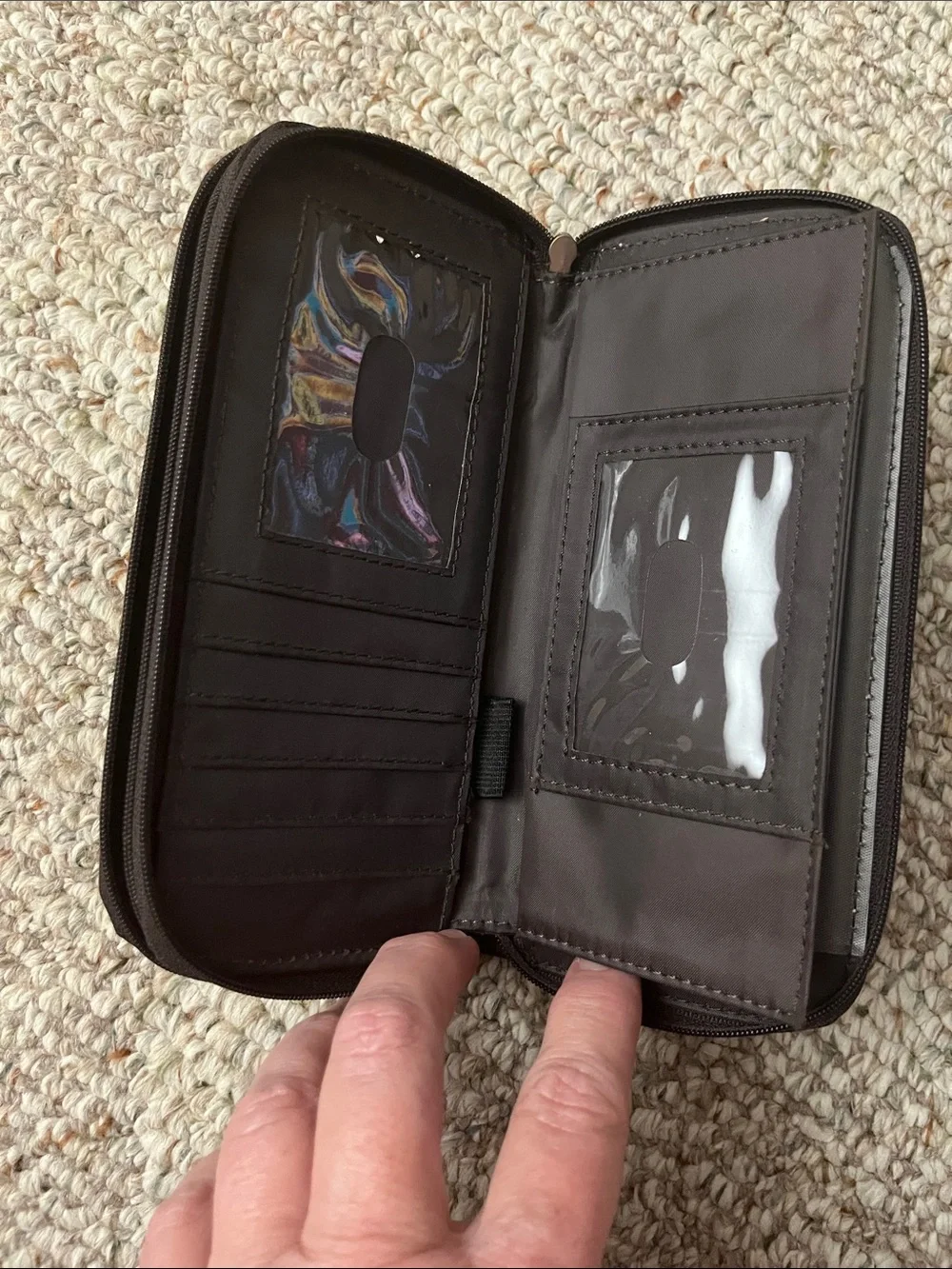 attention Dark Brown Zip Wallet